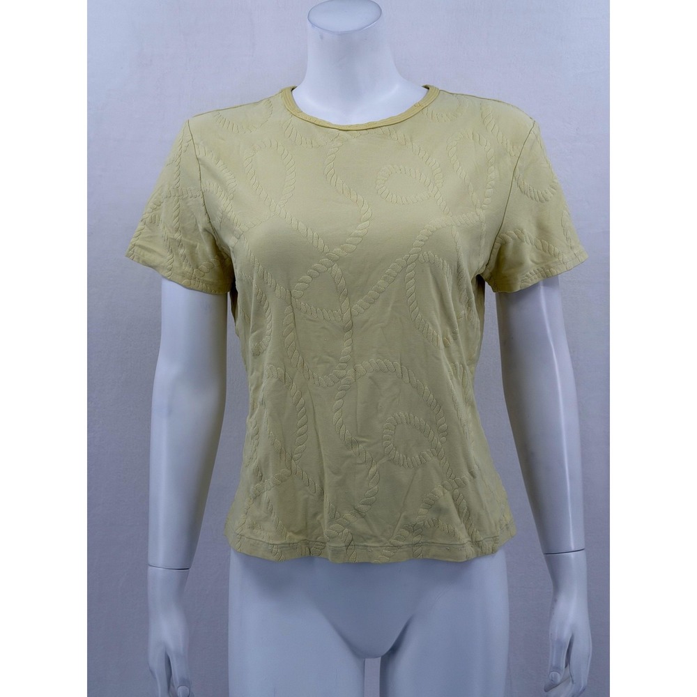J McLaughlin Top Womens Large Yellow Textured Rope Catalina Cloth Nautical Beach